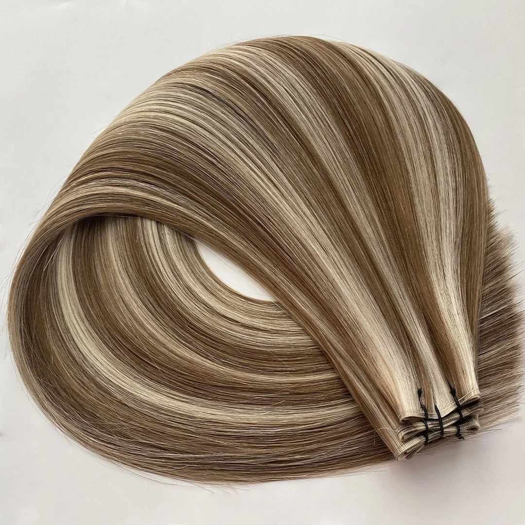 Beige Blonde hair extension weft, shade #14/22