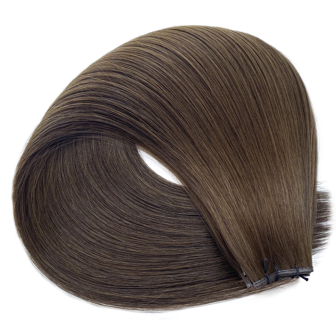 Ash Brown hair extension weft, shade #6